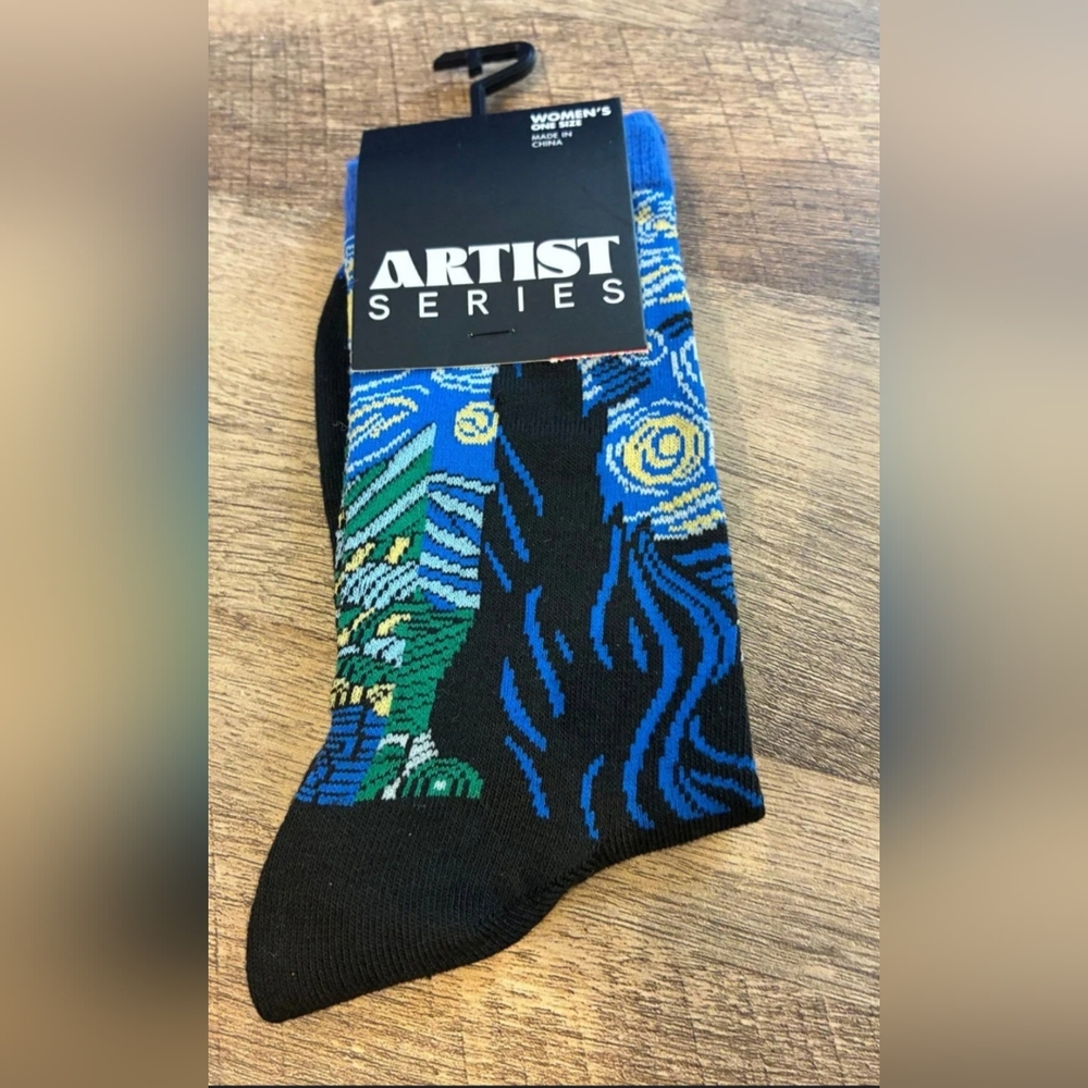 Artist Series 1925 Starry Night Vincent Van Gogh Novelty Socks Women Size 6-9.5
